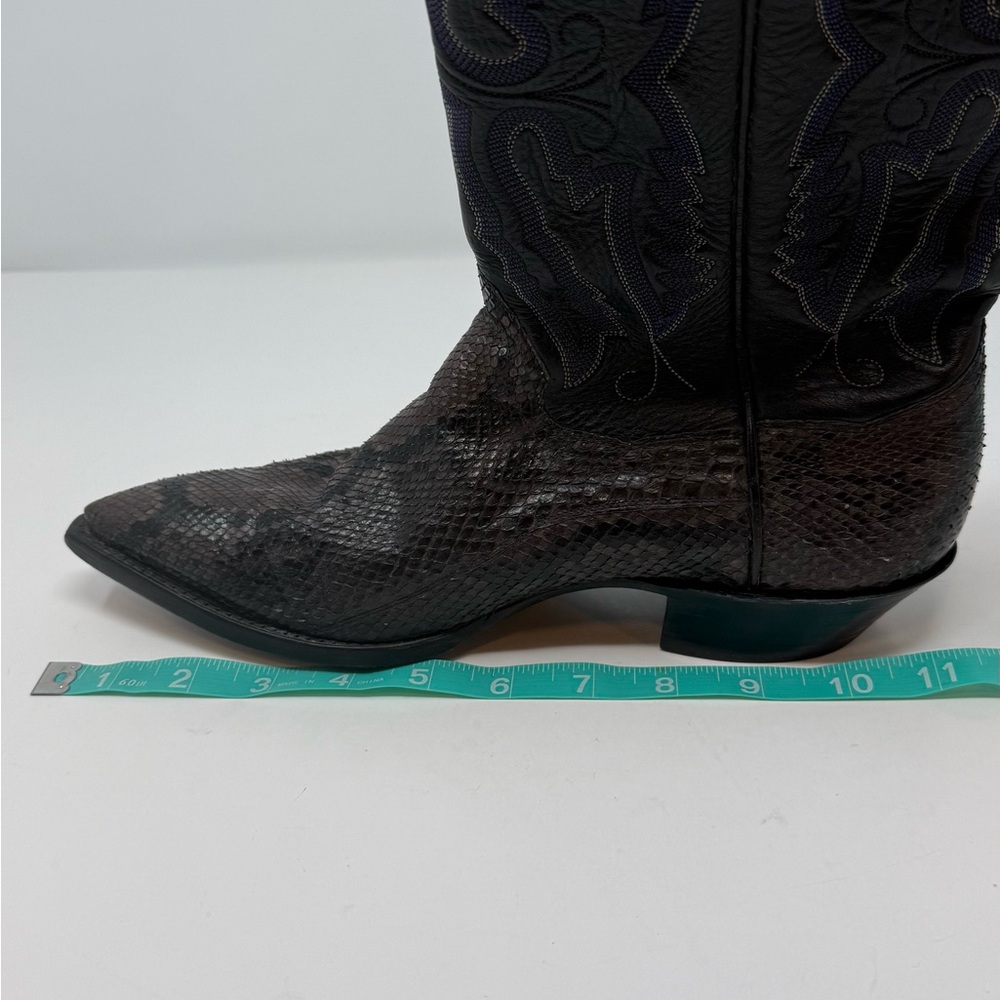 Panhandle Slim Western Boots Men's 8.5 B Black Brown Snakeskin Cowboy Boots - Picture 4 of 15